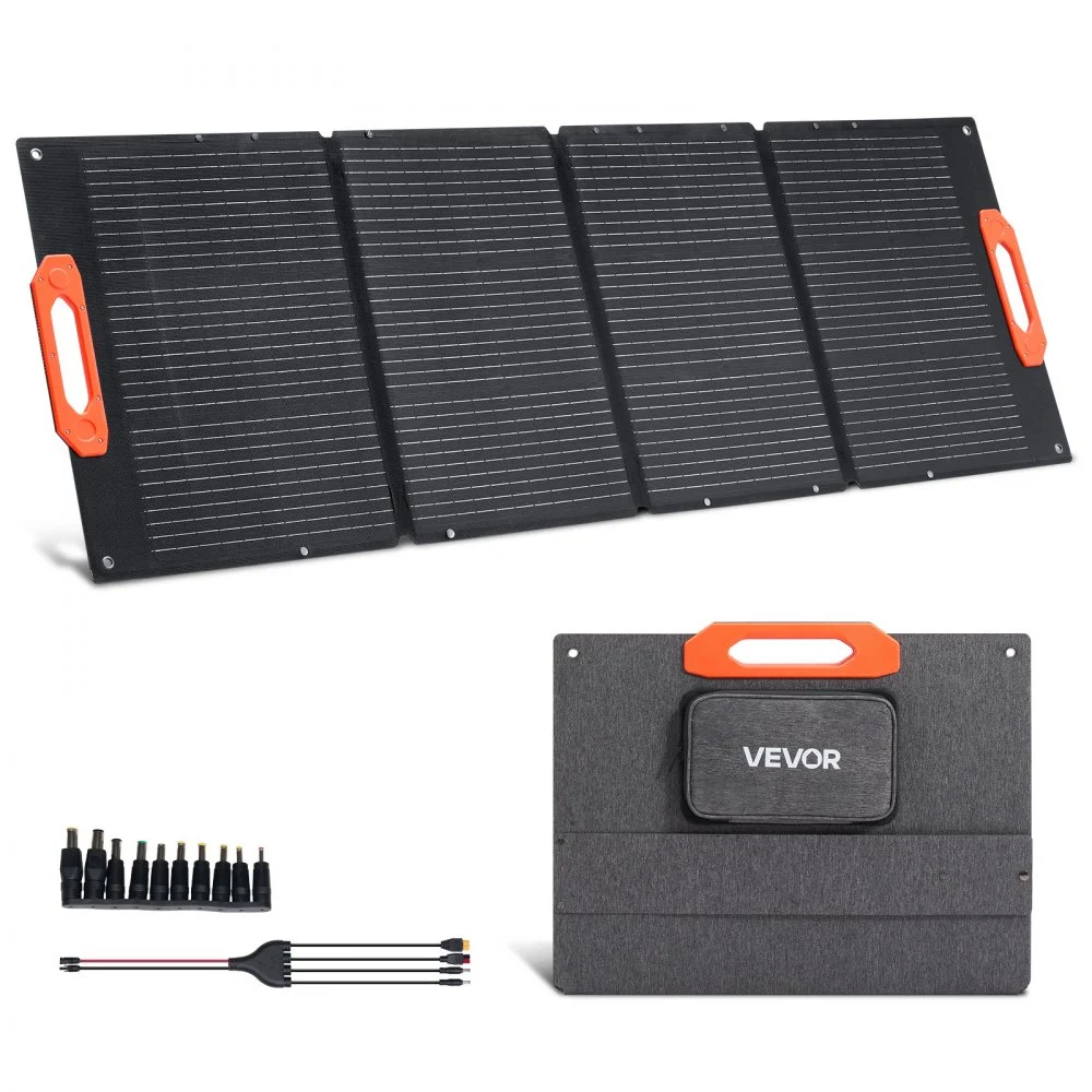 VEVOR 150W Foldable Monocrystalline Solar Panel, 23% Efficiency Portable ETFE Mono Solar Panel Charger with MC4 Output, Type-C, QC3.0 USB & DC Ports, IP67 Waterproof for Power Stations Camping Hiking