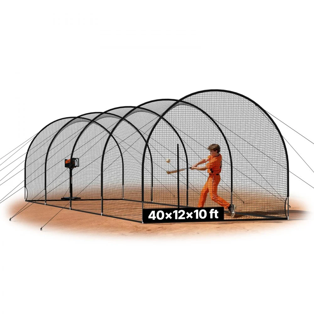 Summer Sale
VEVOR Baseball Batting Cage, 40.0 x 12.1 x 10.0 FT Freestanding Portable Batting Cage, Hitting Cages with 4-Ply Knotless Polyester & Pitching Machine Opening, Battings Cages Netting for Indoor Outdoor