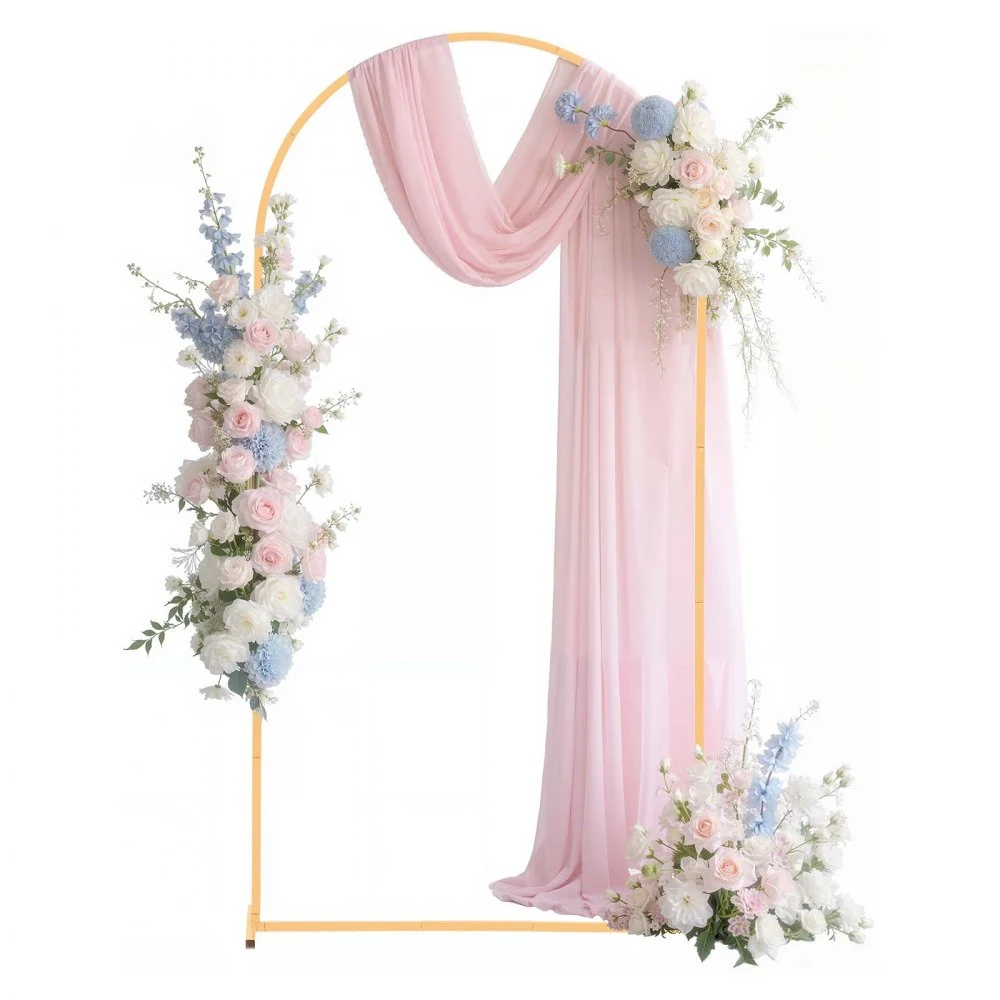 VEVOR Arch Backdrop Stand, 6.6 x 3.3 ft, Stable Structure, Easy Assembly, 1 Piece Gold Metal Arch Backdrop Stand for Wedding, Birthday Party, Graduation, Holiday Celebration, and Ceremony Decoration
