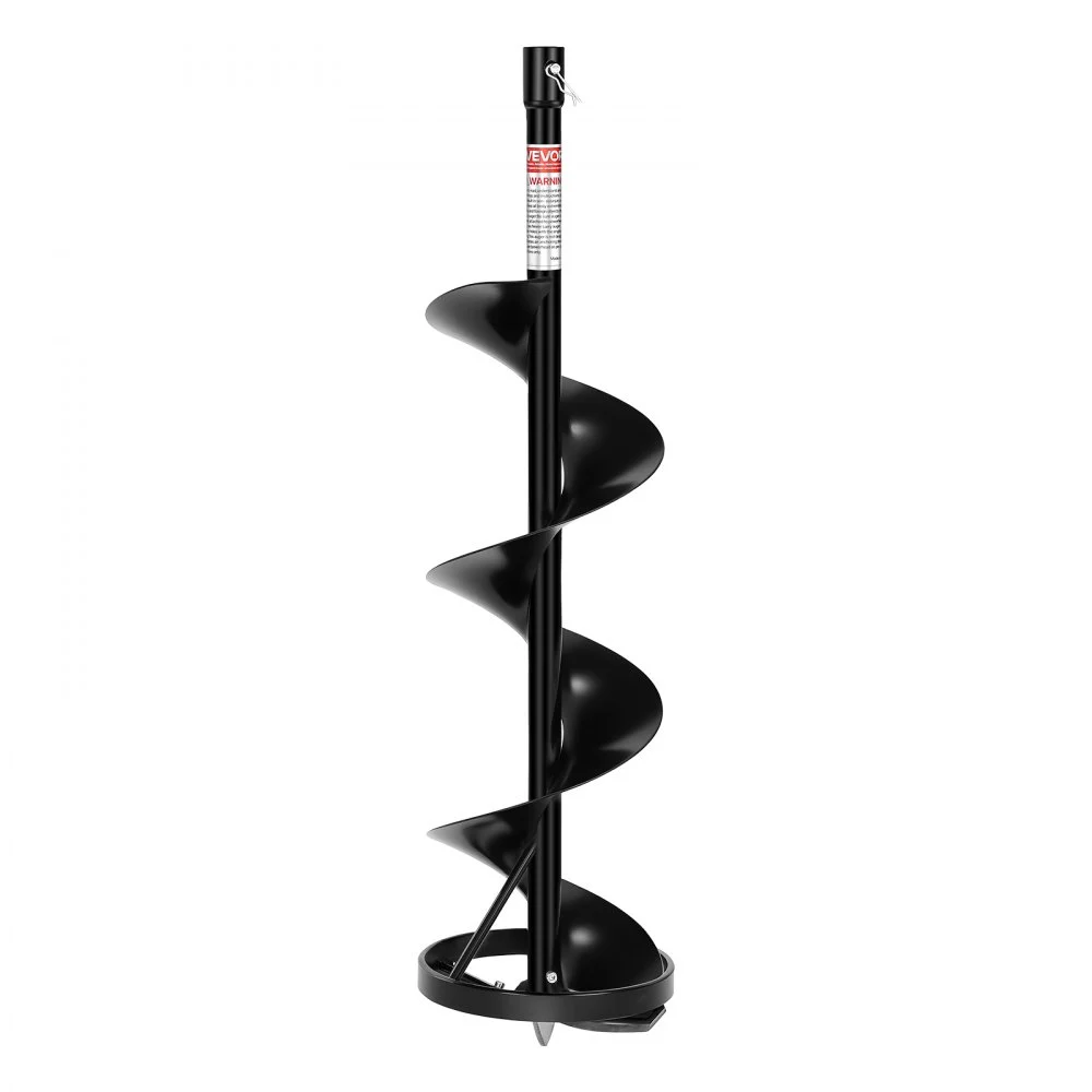 VEVOR Ice Auger Drill Bit, 8" Dia. High-Strength Steel Ice Fishing Augers, Weather-Resistant Spiral Drill Bits Replacement with Center Tip, Compatible with Electric/ Gas Powered Augers