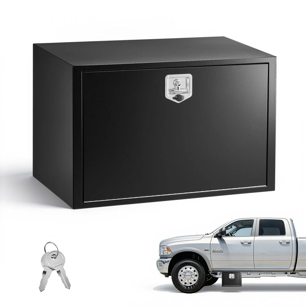 Summer Sale
VEVOR Underbody Truck Tool Box, 36 x 24 x 24 Inch Heavy Duty Steel Trailer Storage Box with Lock & Keys, Waterproof Trailer Storage Organizer Under Body Chest with T-Handle for Truck, Van, SUV, Black