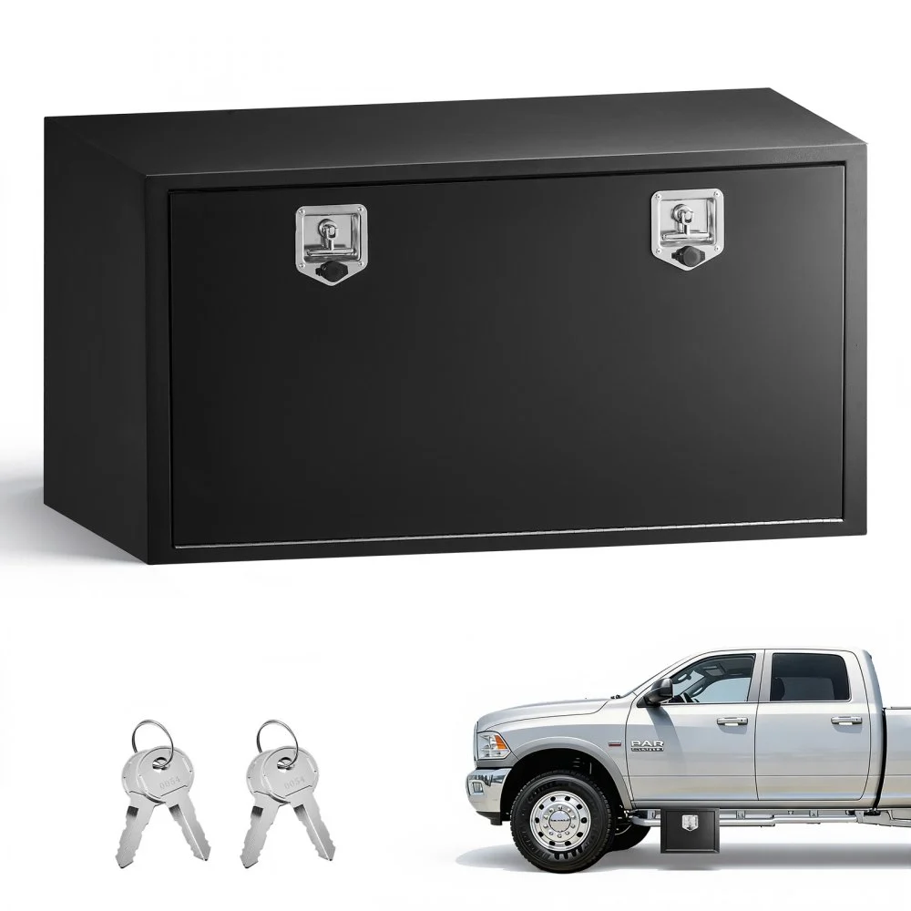 Summer Sale
VEVOR Underbody Truck Tool Box, 48 x 24 x 24 Inch Heavy Duty Steel Trailer Storage Box with Lock & Keys, Waterproof Trailer Storage Organizer Under Body Chest with T-Handle for Truck, Van, SUV, Black