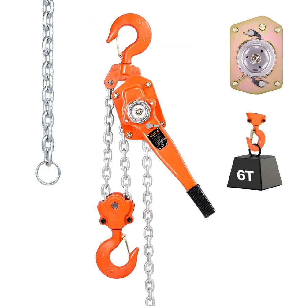 Summer Sale
VEVOR Manual Lever Chain Hoist, 6T 13200LBS Capacity Heavy Duty Come Along, 20FT Lift G80 Alloy Steel Chain With Dual Pawl Mechanical Brake,360°Rotating Hooks, for Warehouse Construction Garage
