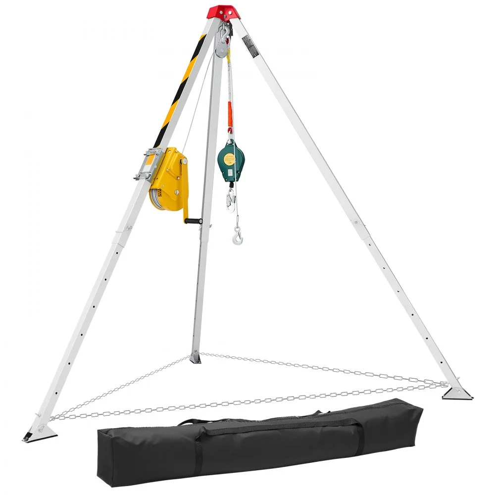 Summer Sale
VEVOR Confined Space Tripod Kit, Heavy Duty Rescue Tripod Lifting Hoist 2600 lbs Winch, 4.76 ft Adjustable Legs, 98.5 ft Cable Portable Kit, 32.8 ft Fall Protection, 5.25-8.04 ft Working Height