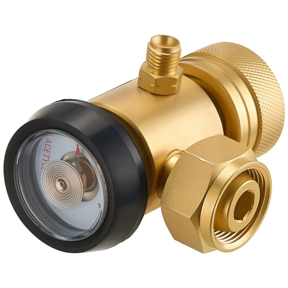 VEVOR CGA520 Acetylene Regulator for B-Type Tanks, AR-B Air Acetylene Regulator Gauge with 3/8"-24 LH Outlet Connection, Heavy-Duty Brass Body for Welding Brazing Applications