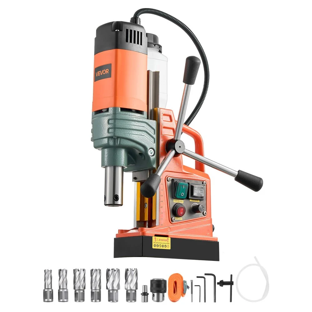 Summer Sale
VEVOR Magnetic Drill, 1450W Motor 2 in Coring Diameter, 2922 lbf Magnetic Force, Portable Electric Mag Drill Press with 6 Coring Bits, Variable Speed, Drilling Machine for Metal Surface, Industrial