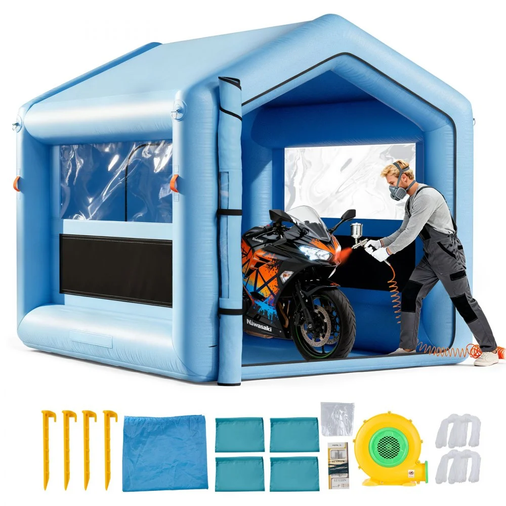 Summer Sale
VEVOR Inflatable Paint Booth, 9.84 x 8.2 x 8.2 ft, Inflatable Spray Booth with 550W Powerful Blower and Air Filter System, Triangular Roof, for Painting Bicycle, Motorcycle, Automotive Sheet Metal