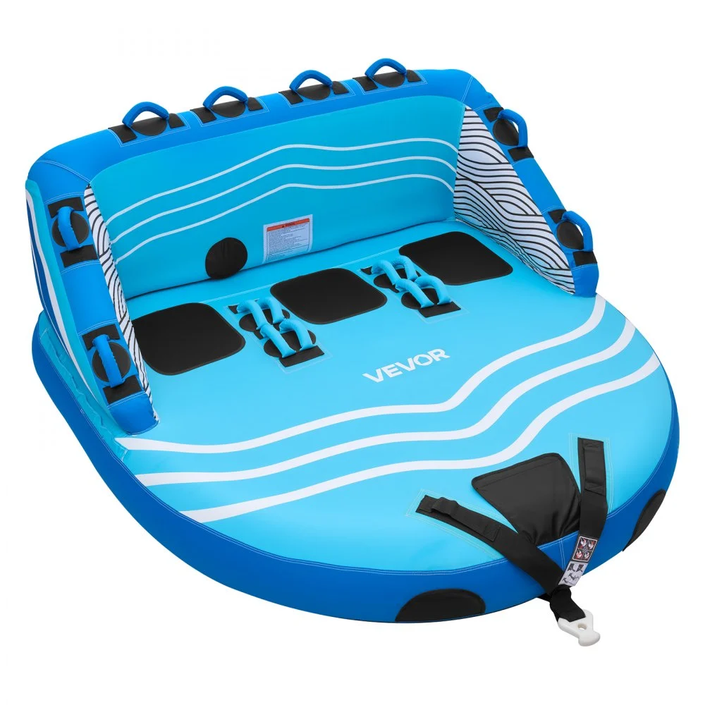 Summer Sale
VEVOR Towable Tubes for Boating, 3-Rider Inflatable Towable Tube for Boat to Pull, 510 lbs Capacity Water Sports Boating Tubes - with Full Nylon Cover, Dual Tow Points, Safety Valve & Padded Handles
