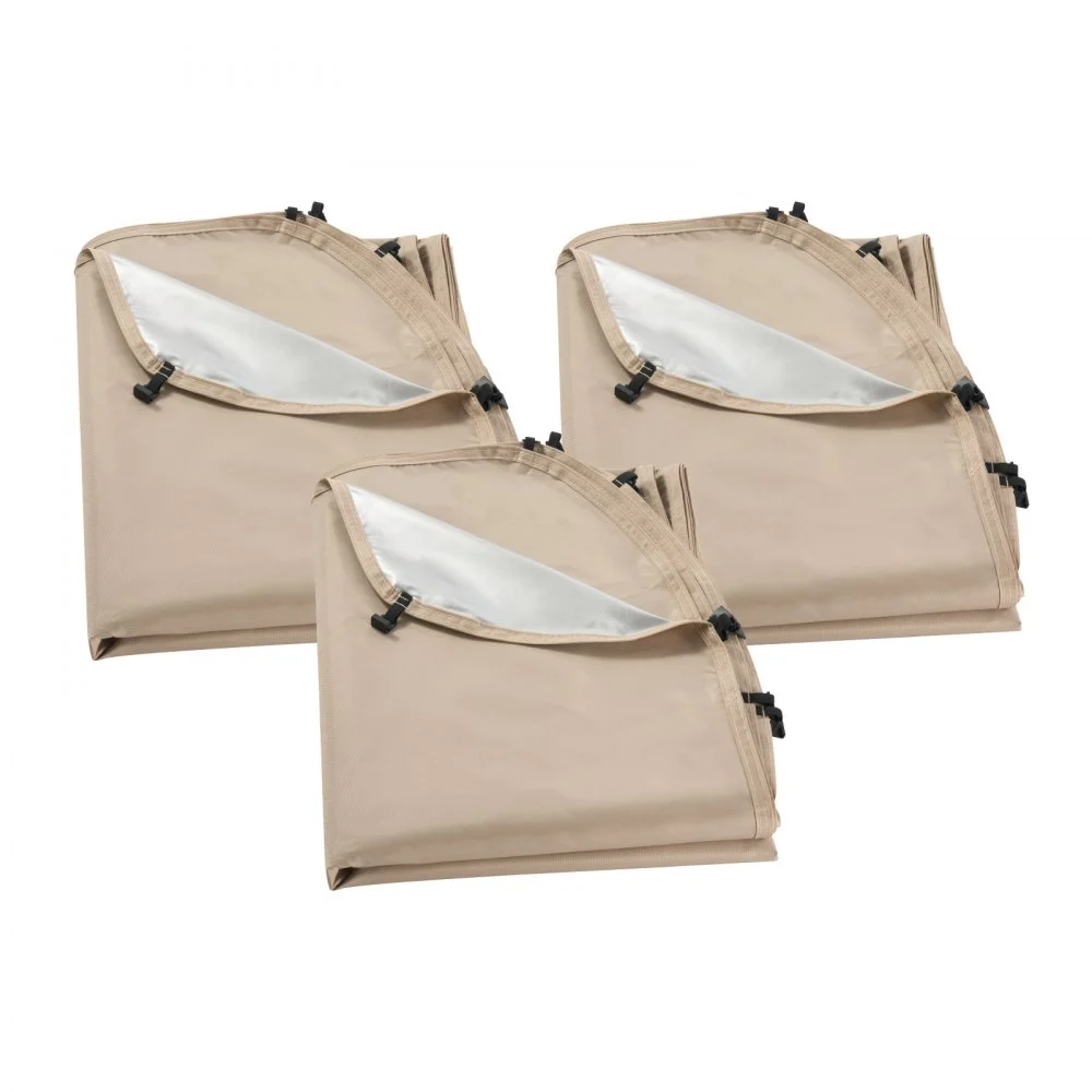 VEVOR Sun Shade Sail Canopy Covers, Fit for 15 x 13.8 ft Screen House Tent, Sun Protection, 5.51 x 5.25 ft 300D Oxford Silver-Coated Fabric, Pack of 3 (Not Include Tent), for Outdoor Activities, Beige