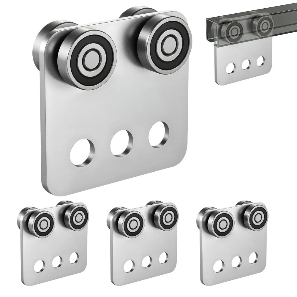 VEVOR 4 Wheel Trolley Assembly Rollers, 4 Pcs 1100 lbs Load, Dual Bearing Trolley Assembly for 1-5/8" Wide and All 1-5/8" or Taller Strut Channel, Heavy Duty Sliding Track System for Warehouse Garage
