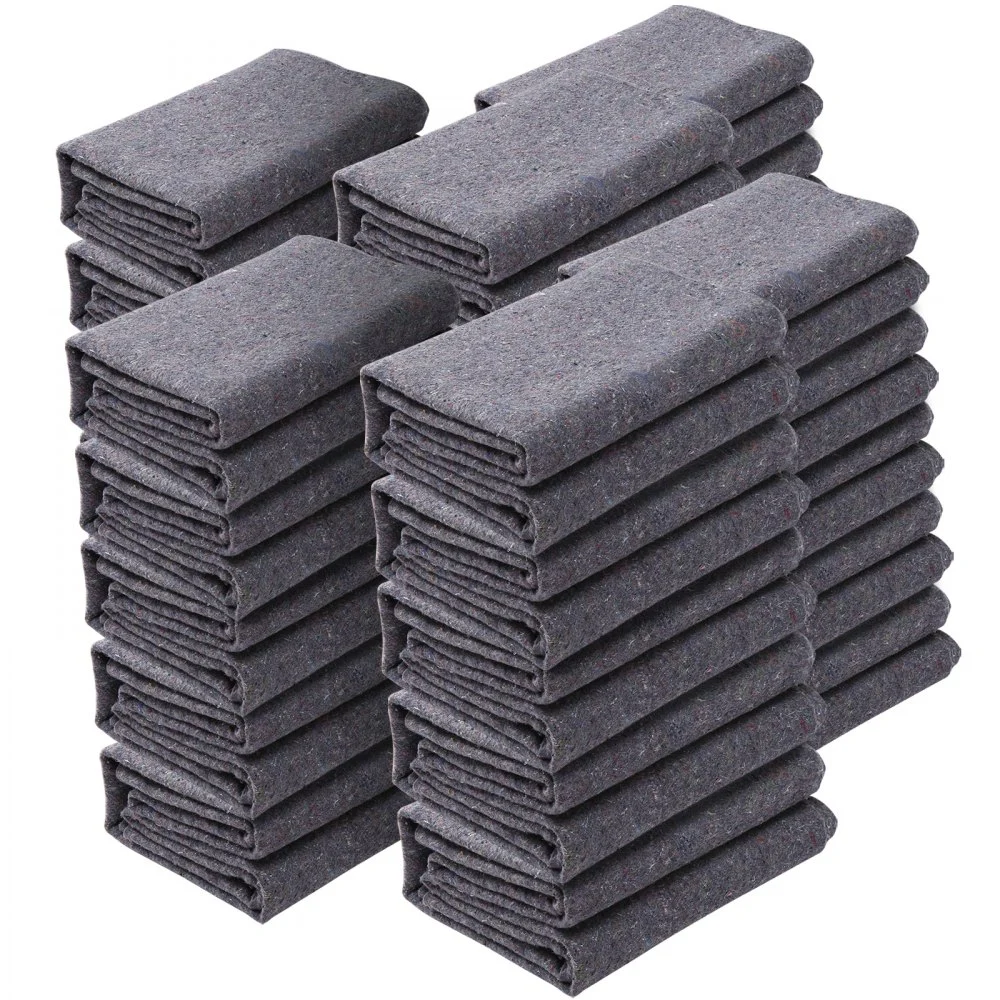 VEVOR Moving Blankets, 72" x 54", 21 lbs/dz Weight, 24 Packs, Professional Recycled Cotton Packing Blanket, Large Heavy Duty Shipping Mover Pads Perfect for Protecting Furniture, Floors, Appliances