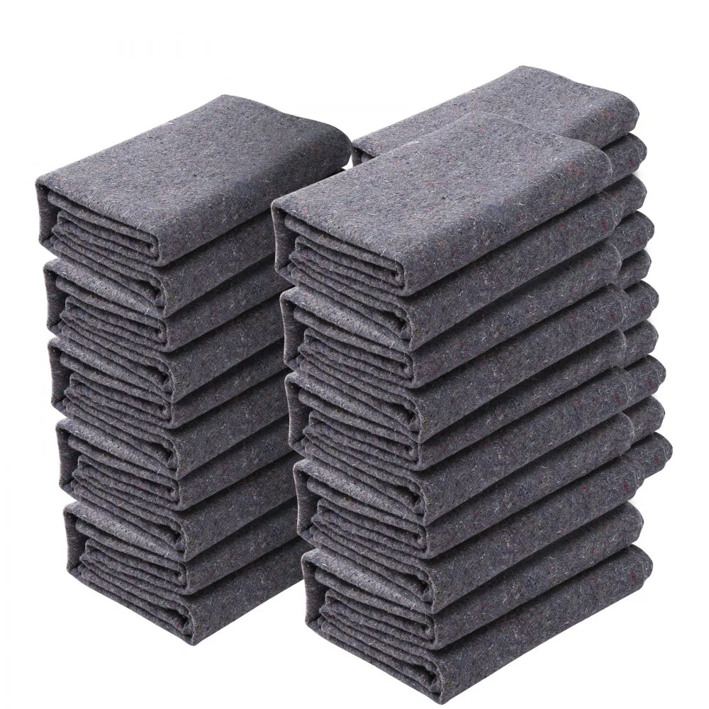 VEVOR Moving Blankets, 72" x 54", 21 lbs/dz Weight, 12 Packs, Professional Recycled Cotton Packing Blanket, Large Heavy Duty Shipping Mover Pads Perfect for Protecting Furniture, Floors, Appliances