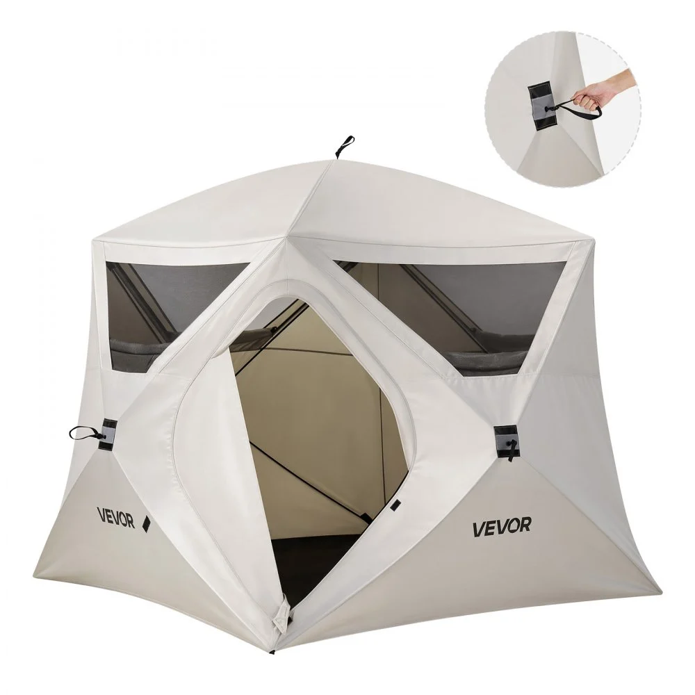 VEVOR Camping Tent, 4 Person Pop Up Instant Cabin Tent with Large Mesh Windows, 60 Seconds Easy Setup, Portable Cabin Hub Tents with Carry Bag for Family Outdoor Camping & Hiking, Upgraded Ventilation