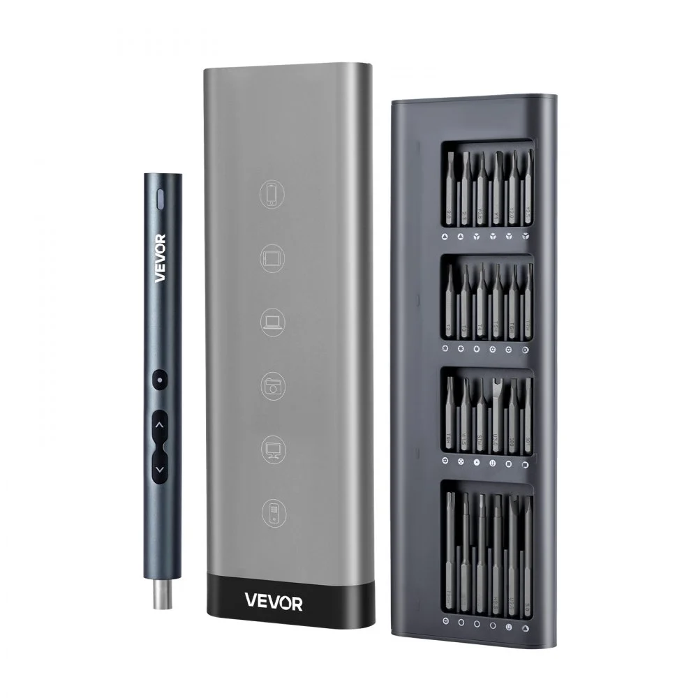 VEVOR Electric Precision Screwdriver Set, 48 Magnetic Bits, Mini Electric Screwdriver with Magnetic Storage Box, S2 Steel Bits, LED Light, Type-C Charging, for Phone, Laptop, and Electronics Repair