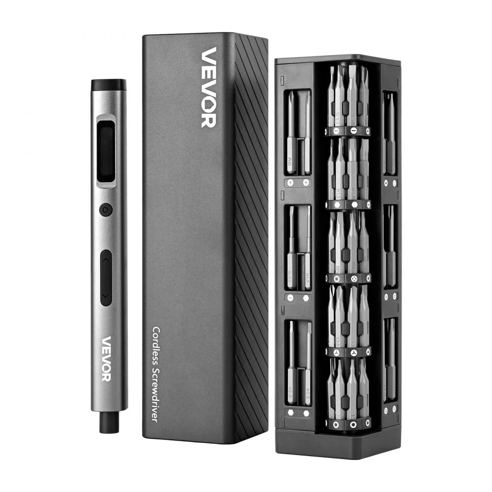 VEVOR Electric Precision Screwdriver Set, 52 Magnetic Bits, Mini Electric Screwdriver with Magnetic Storage Box, S2 Steel Bits, LED Light, Type-C Charging, for Phone, Laptop, and Electronics Repair