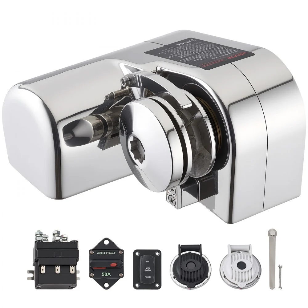 Summer Sale
VEVOR Horizontal Fishing Windlass, 12V DC 600W, Windlass Anchor Systems Fit for 1/4-Inch Chain or 9/16 & 5/8 Inch Nylon Rope, Max Pull 573 lbs, 316 Stainless Steel Construction, for Boats 23-29.5 ft