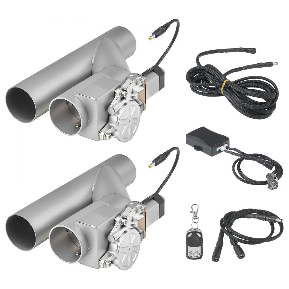 VEVOR Electric Exhaust Cutout, 2.5 Inch 2PCS Universal Stainless Steel Exhaust Valve Kit with One Controller Remote Kit, Cut Out Valve, Y Pipe, Remote Control, Fits Trucks, Sedans, Sports Cars, SUVs