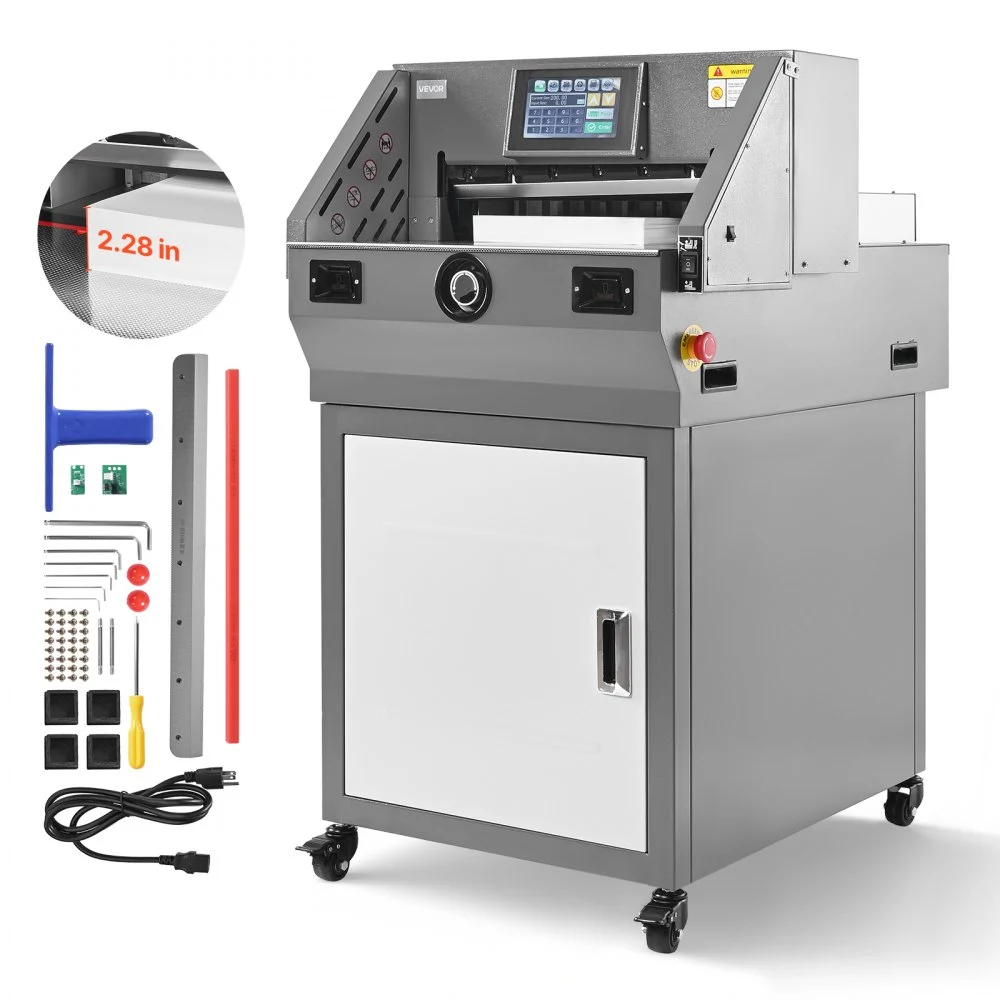 Summer Sale
VEVOR Electric Paper Cutter, Metal Programmable Paper Cutter Machine, 17.99 inch Cutting Width, 2.28 inch Cutting Thickness, Electric Hydraulic Guillotine Trimmer with Infrared Function & Spare Blade