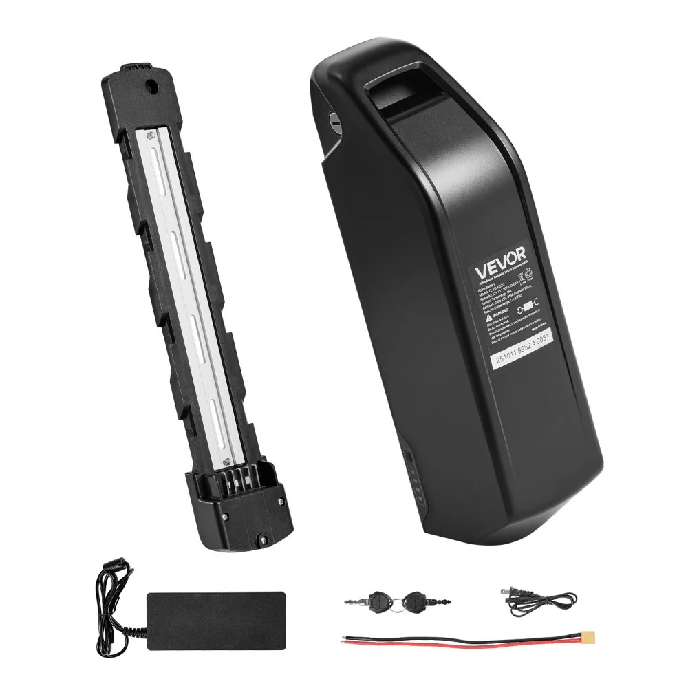 VEVOR Ebike Battery, 52V 20Ah Electric Bike Lithium Battery Pack with BMS, 3A Charger and Lock for 1500W E-Bike Motor, Detachable Electric Bicycle Replacement Kit with Indicator & Discharge Socket