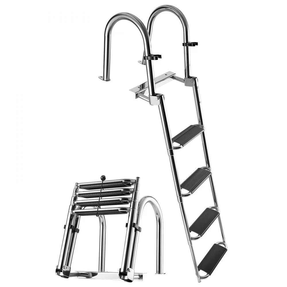 Summer Sale
VEVOR Boat Ladder, 4 Steps, Stainless Steel Telescoping Folding Swim Deck Ladder for Rear Entry Inboard, 600lbs Capacity with Extra Wide Anti-Slip Steps & Handrails, for Outboards, Yacht, Pontoon Boat