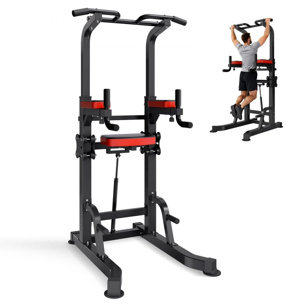 Summer Sale
VEVOR Pull Up Bar, 330 LBS Power Tower Dip Station, Workout Dip Station with H-Shaped Stable Base & Assistance Platform, Adjustable 9 Level Height Pullup Stand for Back, 3-Level Adjustable Elbow Pads