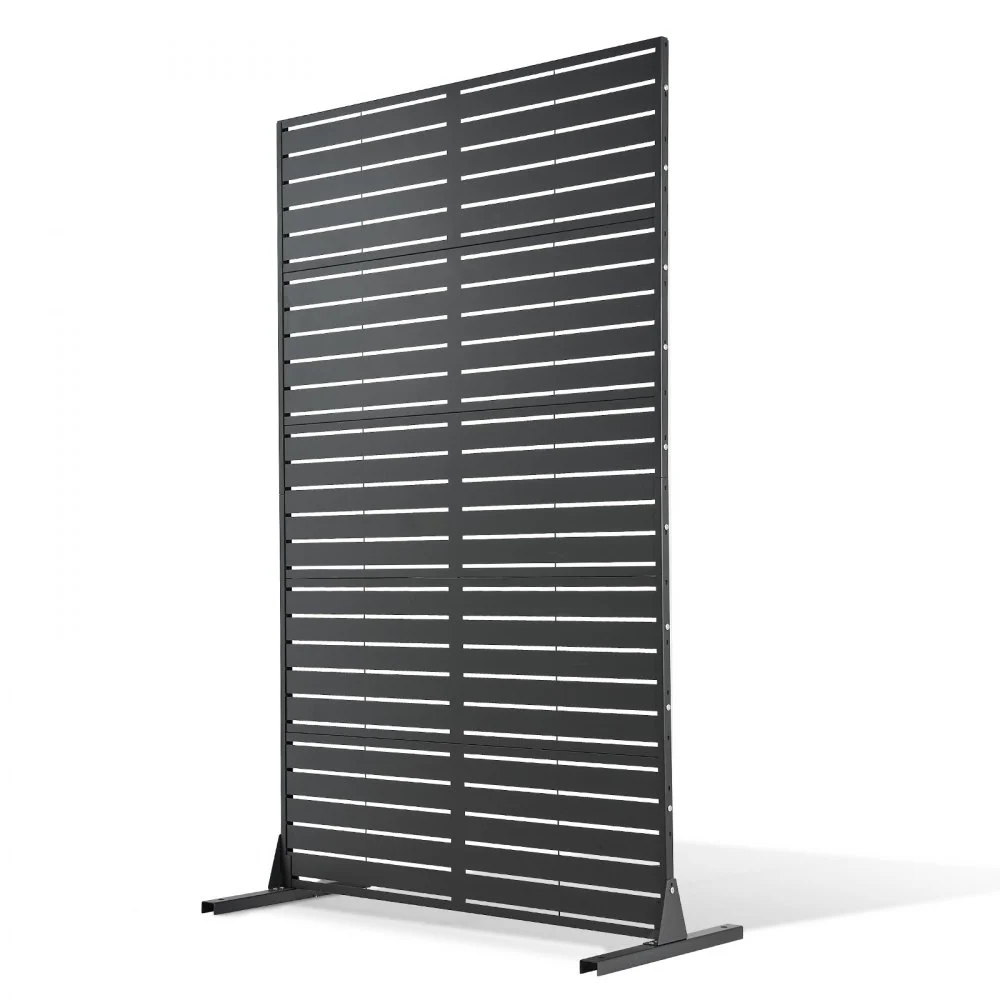 VEVOR Metal Privacy Screen, 44" W x 72" H Freestanding Modern Privacy Fence, Garden Divider Panel with Extended Base & Reinforcement Fixed, Freestanding Outdoor Divider for Garden, Indoor, Courtyard
