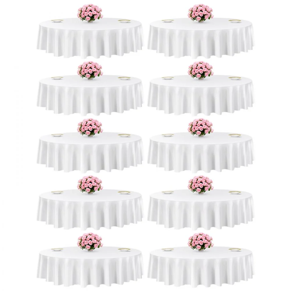 VEVOR White Round Tablecloths 10 Pack, 90 Inches in Diameter, Stain- & Wrinkle- Resistant, Machine Washable Table Clothes, Polyester Fabric Table Covers for Wedding, Party, Banquet, Formal Events