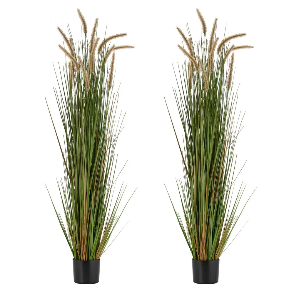 VEVOR Artificial Grass Plant, 2 Pack 59 inch Horsetail Reed Grass in Pot, Premium PVC Faux Fake Greenery Shrubs Plant for Indoor Outdoor House Home Garden Office Room Décor, Housewarming, Green
