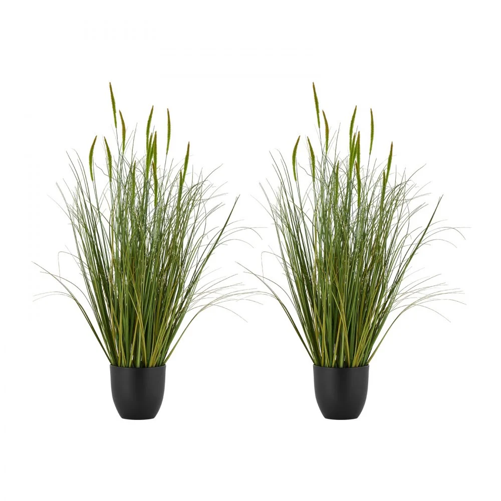 VEVOR Artificial Grass Plant, 2 Pack 35 inch Cattail Grass in Pot, Premium PVC Faux Fake Greenery Shrubs Plant for Indoor Outdoor House Home Garden Office Room Décor, Housewarming, Green