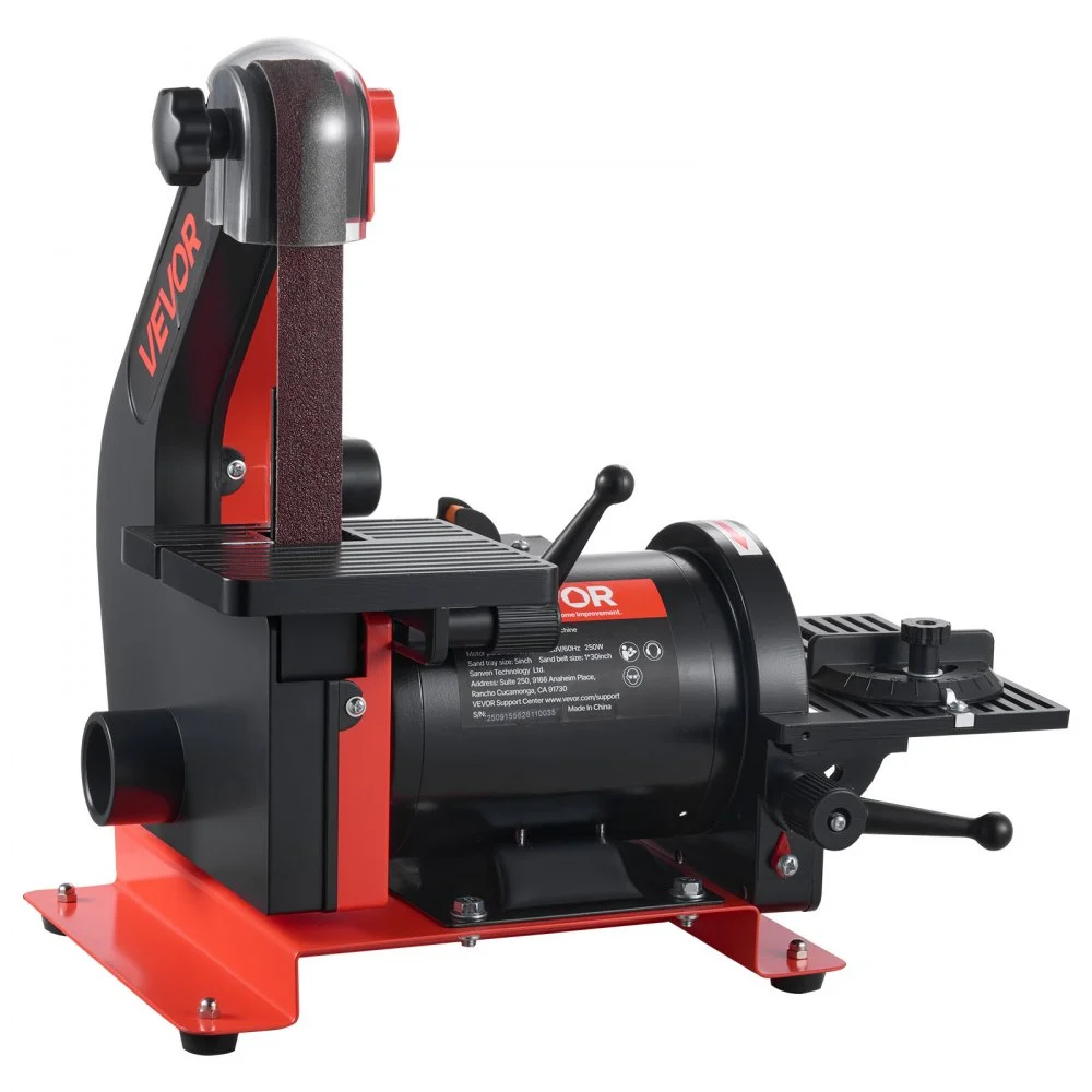 VEVOR 5" Disc Sander & 1" x 30" Belt Sander, 250W Benchtop Belt Disc Sanders Combo with 0 - 45° Adjustable Worktable & Dust Collection Ports for Woodworking, Furniture Refinishing, DIY Crafting