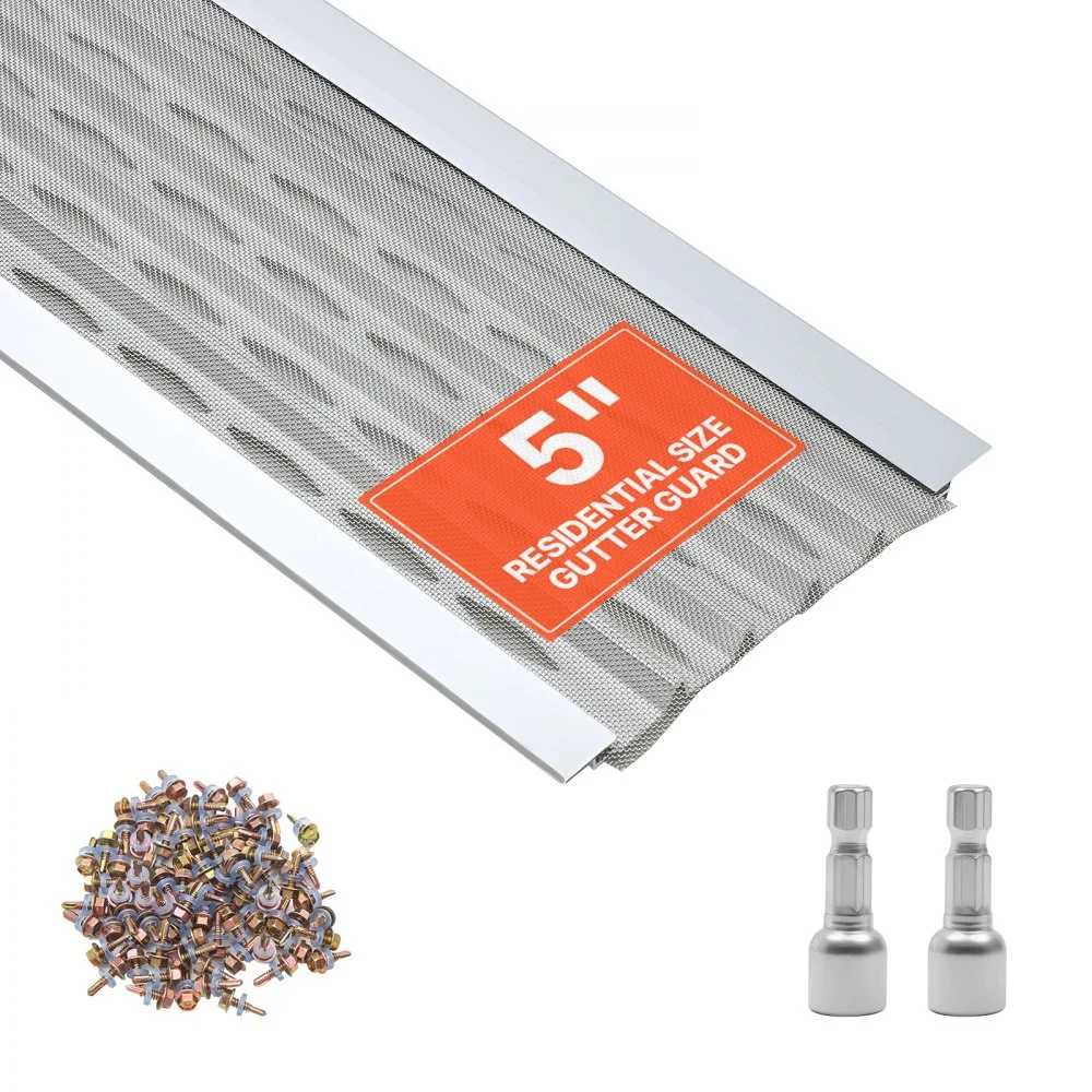 Summer Sale
VEVOR Gutter Guard, 5 in Aluminum Gutter Cover with Stainless Steel Micro Mesh, Heavy-Duty 100ft Length, 0.04in Thick, Leaf Guard for Debris and Pine Needles, Easy DIY Install, Screws Included, 20 PCS