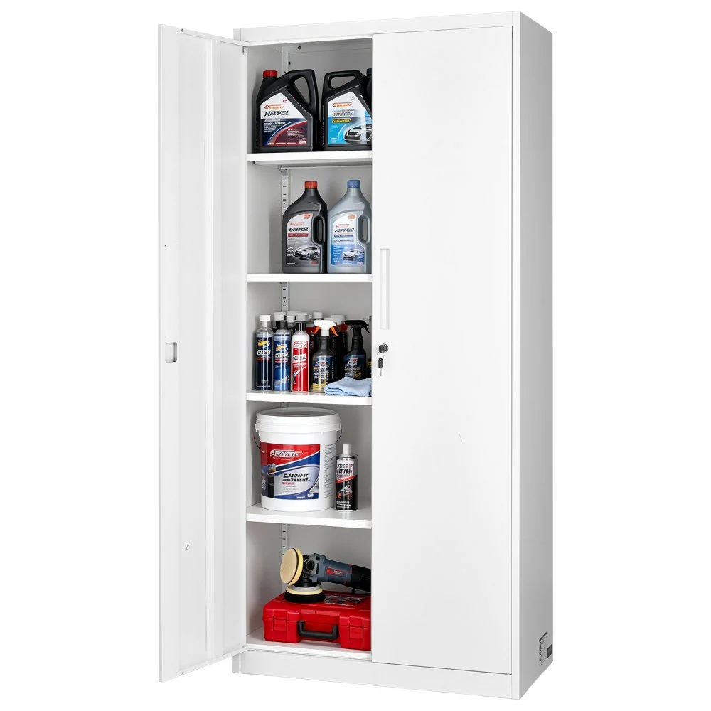 Summer Sale
VEVOR Metal Storage Cabinet, 68.9 in Lockable Steel Garage Cabinet with 4 Adjustable Shelves, 2 Magnetic Doors, 2 Keys, 5 Tiers Tool Storage for Pantry, Warehouse, Basement, Laundry, Office, White