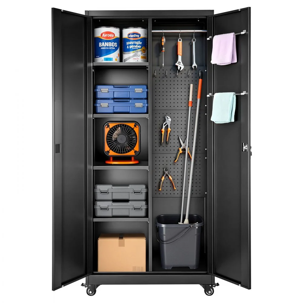 Summer Sale
VEVOR Metal Storage Cabinet, 70.6 in Rolling Steel Garage Cabinet with Adjustable Shelves, 2 Magnetic Doors, Hanging Rod & 3 Rod Hooks, 5 Tiers Lockable Tool Storage for Pantry, Warehouse, Basement
