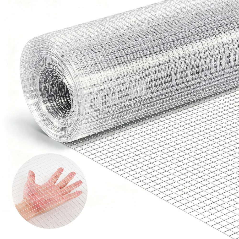 VEVOR Hardware Cloth, 1/2 inch 60 inch x 50 ft 19 Gauge Chicken Wire Fence, Hot-Dip Galvanized After Welding Metal Wire Mesh Roll, Garden Plant Welded Fencing Roll Supports Poultry Netting Cage Fence
