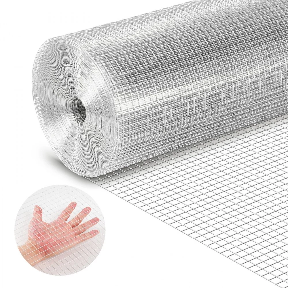 VEVOR Hardware Cloth, 1/2 inch 60 inch x 100 ft 19 Gauge Chicken Wire Fence, Hot-Dip Galvanized After Welding Metal Wire Mesh Roll, Garden Plant Welded Fencing Roll Supports Poultry Netting Cage Fence