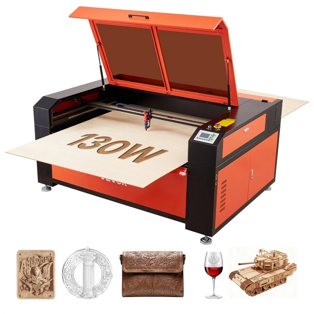 VEVOR 130W CO2 Laser Engraver, 55 x 35 in, CO2 Laser Engraver Cutter Machine with Water Chiller, 2 Way Pass Air Assist, 1200 mm/s Speed, Autofocus Engraving Cutting Machine, for Wood Acrylic Glass