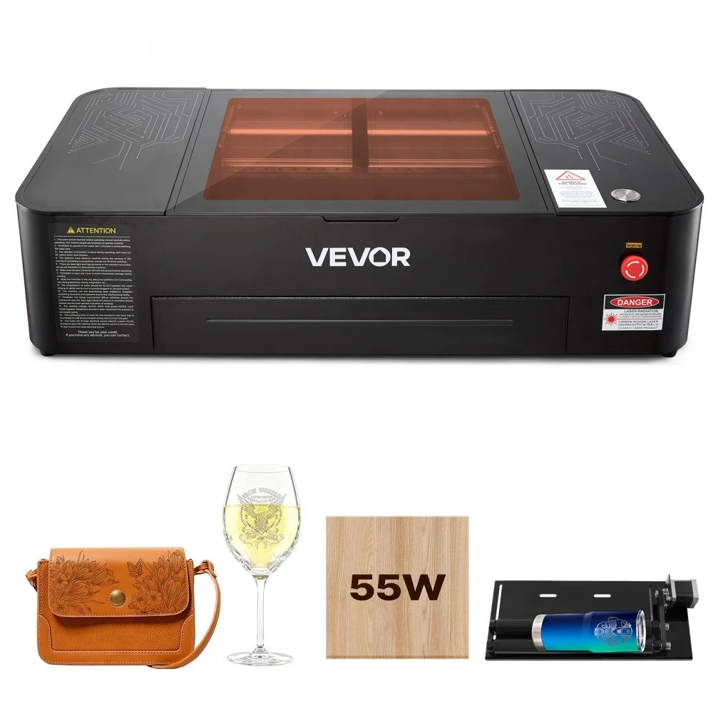 Summer Sale
VEVOR 55W CO2 Laser Engraver, 20 x 12 in, Desktop CO2 Laser Engraver and Cutter Machine with 16MP Camera, Water Pump, Rotary Axis, Compatible with LightBurn CorelDRAW RDWorks, for Wood Acrylic Glass