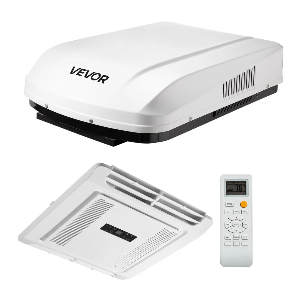 VEVOR RV Air Conditioner, 15000 BTU RV AC Unit, 120V Non-Ducted Rooftop Air Conditioner with Heat Pump and Cooling, Variable Speed Easy Install Quiet AC with ADB Button Control & Remote Control, White