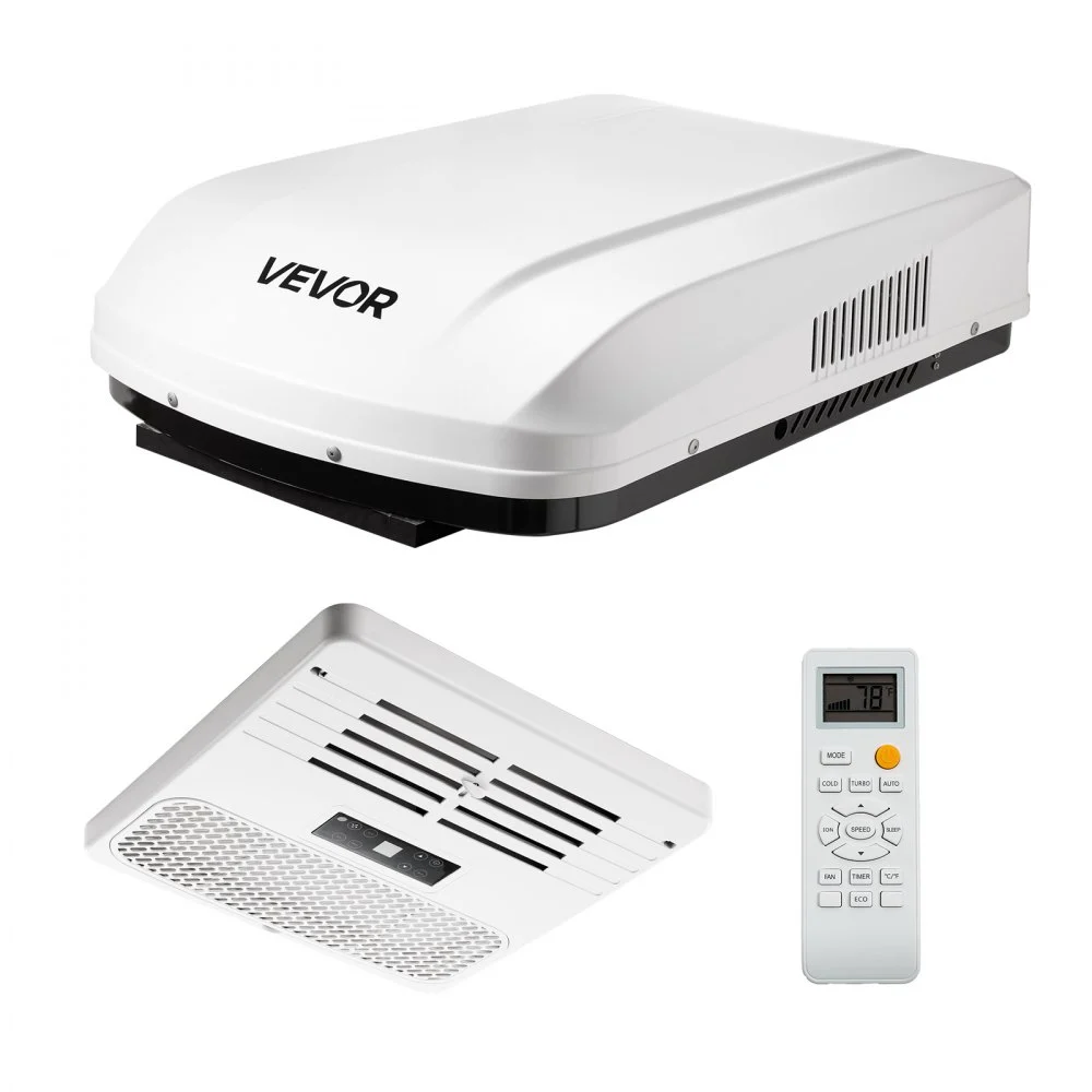 VEVOR RV Air Conditioner, 15000 BTU RV AC Unit, 120V Ducted Rooftop Air Conditioner with Heat Pump & Cooling, Variable Speed Easy Install Quiet AC Unit with ADB Button Control & Remote Control, White