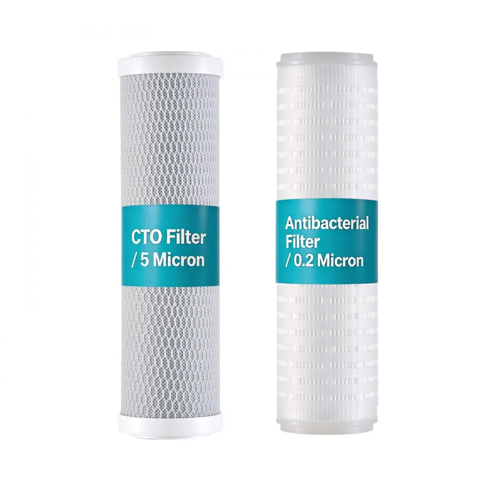 VEVOR RV Water Filter Replacement Cartridge, 0.2-Micron 2 Pack Dual Stage Premium RV Water Filtration Replacement Cartridge for 2.5" x 10" Filter Housing, Reduces Sediment, Particles, Chlorine, Odors