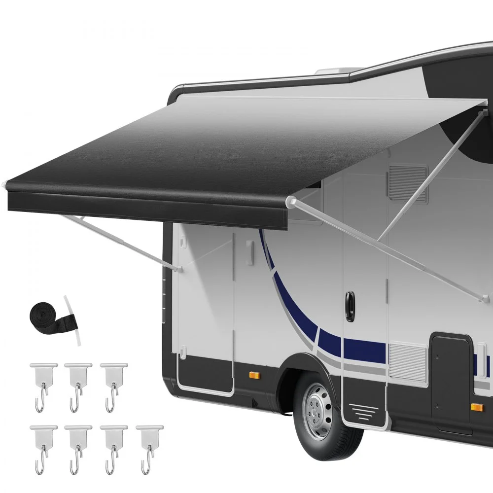 VEVOR RV Awning Fabric Replacement, 16' (Fabric 15'2") 18 oz Heavy-Duty Weatherproof Vinyl Camper Awning Replacement, UPF50+ Protection Waterproof Outdoor Canopy for RV, Motorhome, Trailer, Black Fade