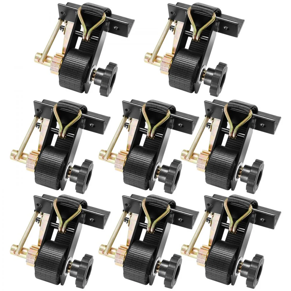 VEVOR Ladder Rack Ratchet Straps, Black Square Tube Mount, 1.5 in Wide x 7.4 ft Long Black Ladder Rack Straps with Double J-Hooks, 500 lbs Load Heavy Duty, Cargo Buckle Lock Strap (8 Pack)