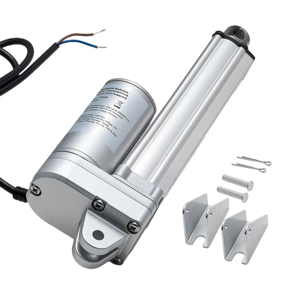 VEVOR 12V Linear Actuator, 4 Inch IP65 Waterproof Linear Actuator, 675lbs/3000N 0.2"/s Motion Actuators with Mounting Brackets for Outdoor Use