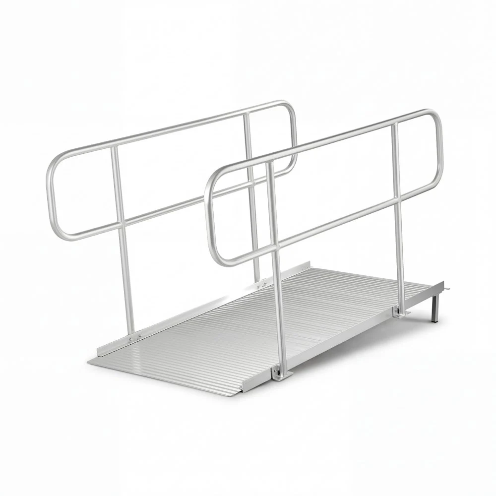 VEVOR Wheelchair Ramp with Handrails, 71.1 x 32.7 in, Heavy Duty Wide Aluminum Wheelchair Ramp with Adjustable Legs, 1000 lbs Capacity, Portable Threshold Ramps for Home Steps, Stairs, Doorways, Curbs