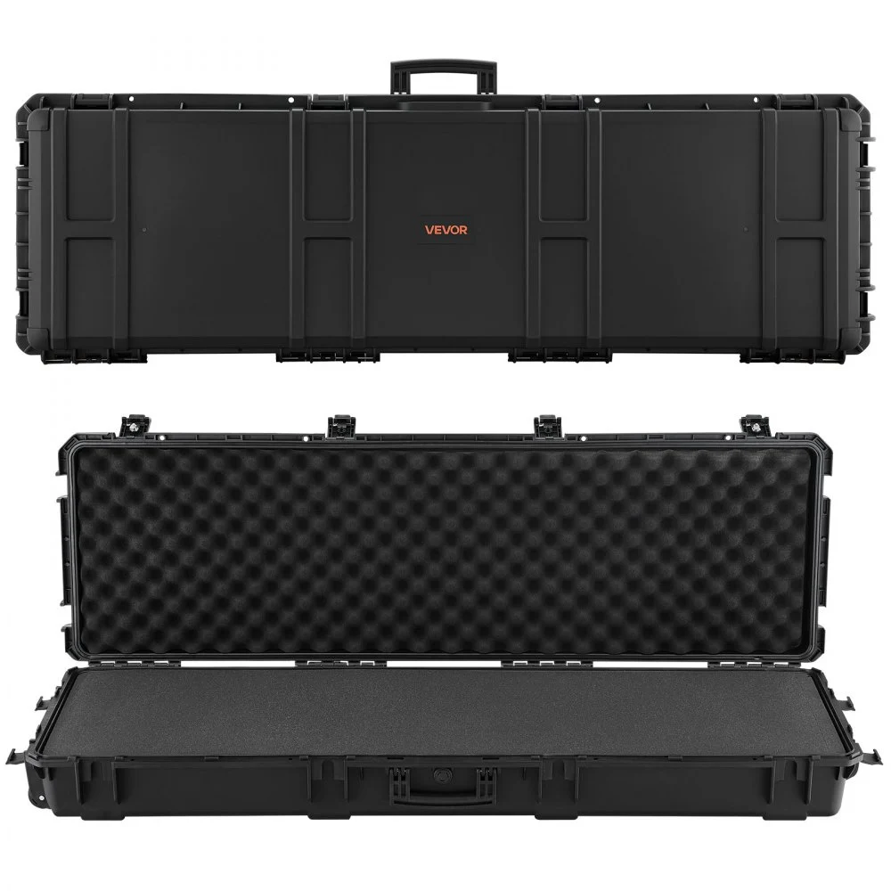 VEVOR Hard Rifle Case, Lockable Rifle Case with Pre-cut Foams, 52 in Gun Storage with Wheels, Heavy Duty IP67 Waterproof & Dustproof Pistol Storage Cases for Rifles, Shotguns, Airsoft Guns, Black