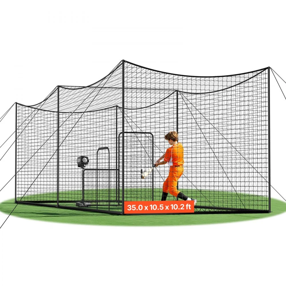 Summer Sale
VEVOR Baseball Batting Cage, 35.0 x 10.5 x 10.2 FT Freestanding Portable Batting Cage, Hitting Cages with 45-Ply Knotted HDPE & Long Positioning Ropes, Battings Cages Netting for Indoor Outdoor