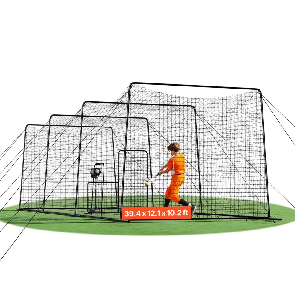Summer Sale
VEVOR Baseball Batting Cage, 39.4 x 12.1 x 10.2 FT Freestanding Portable Batting Cage, Hitting Cages with 45-Ply Knotted HDPE & Long Positioning Ropes, Battings Cages Netting for Indoor Outdoor