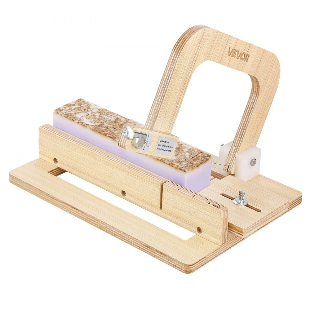 VEVOR Soap Cutter, 0-2 inch Adjustable Thickness, Wood Soap Slicer with Stainless Steel Adjustable Wire Tension, with Extra Wires, Multi Handmade Cutter for Candles, DIY Making Cutting Tool