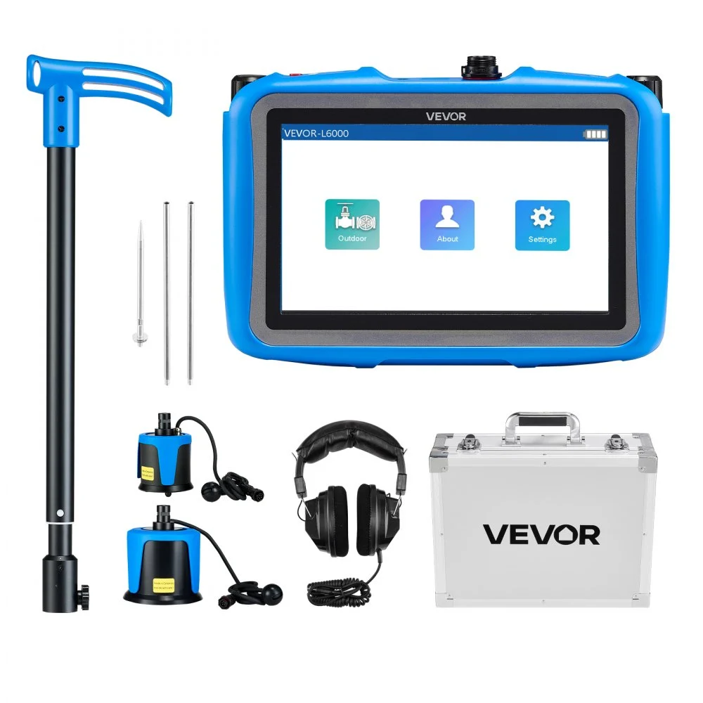 Summer Sale
VEVOR Pipe Water Leak Detector for Outdoors, 1Hz-10000Hz, 7" Touchscreen Leakage Detection Locator for 16.4FT (5m) Underground Plumbing - with Medium & Large Sensor, 3 Listening Rods, Headphone & Case