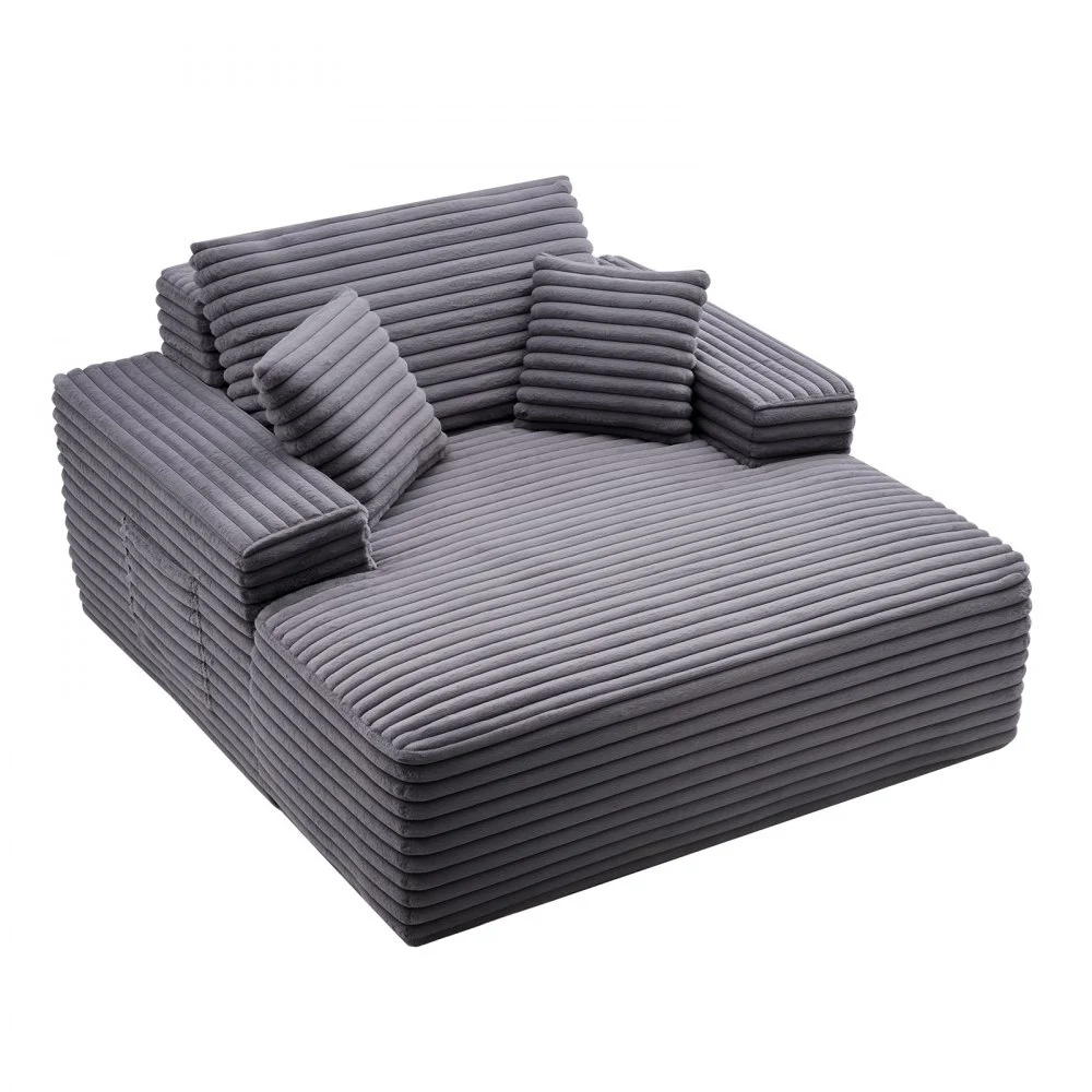 VEVOR Chaise Lounge Chair, 48 in Boneless Chaise Lounge Indoor, Modern Upholstered Oversized Reading Chair with Throw Pillows & Armrests, Sofa Couch Deep Seat Sleeper for Living Room, Bedroom, Balcony